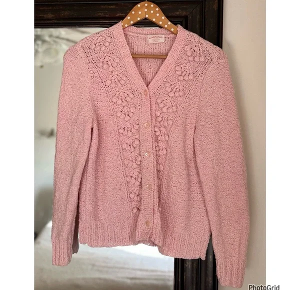Vintage Hand Made Pink Cardigan - Picture 2 of 3